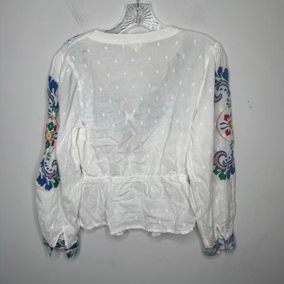 Forever That Girl White Embroidered Peasant Blouse Boho Festival Top 100% Cotton - Picture 2 of 12